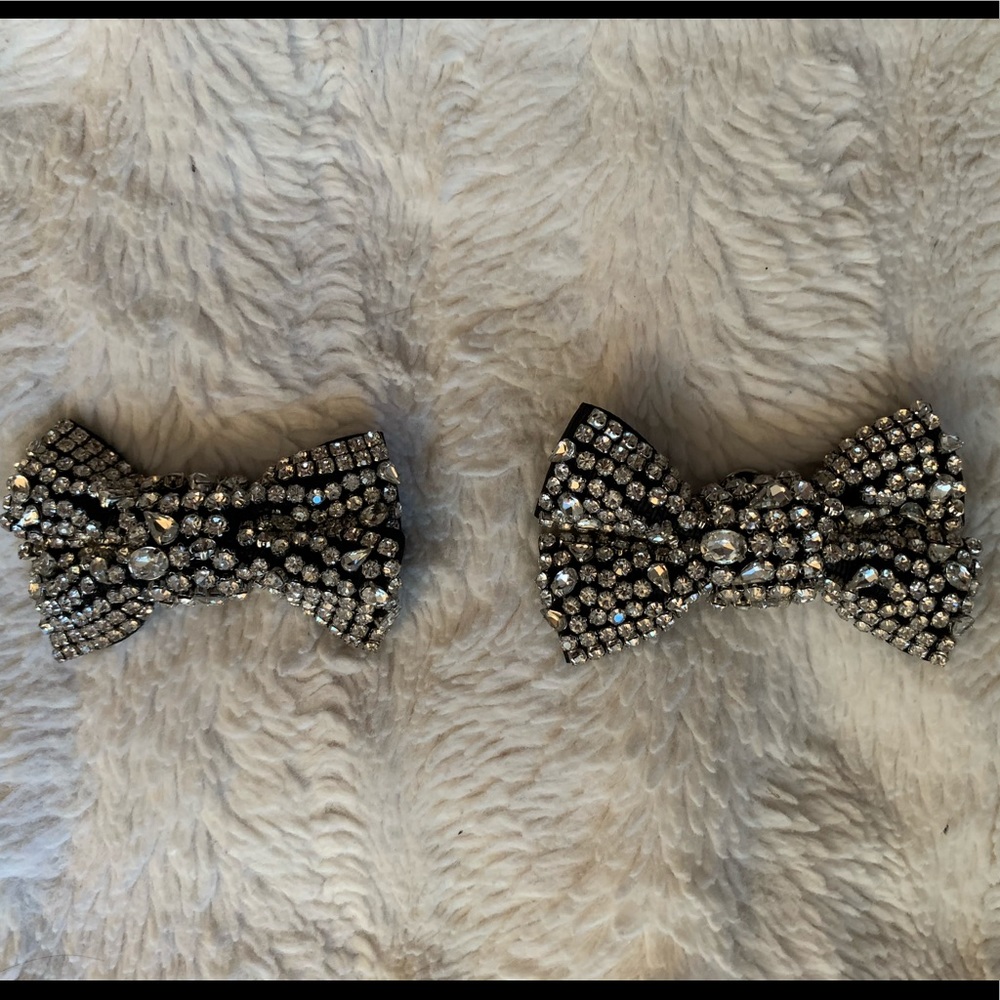Sparkly Rhinestone Bow Clips